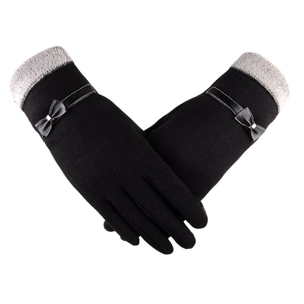 Warm Driving Outdoor Plush Fashion Accessories Full Finger Gloves Bow Mittens TouchScreen Gloves