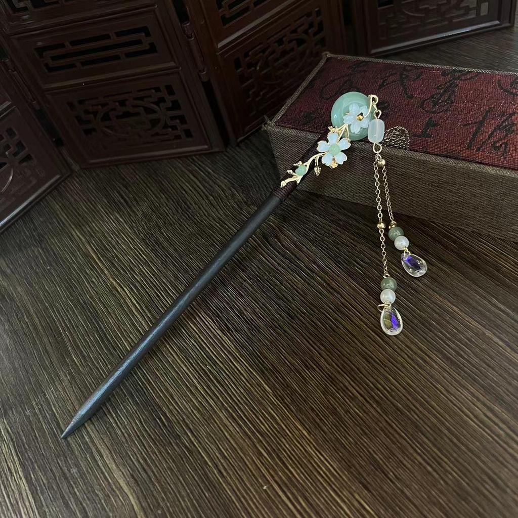 Grampo de Cabelo com Borla de Sândalo de Alta Qualidade para Penteados Updo de Hanfu Cheongsam