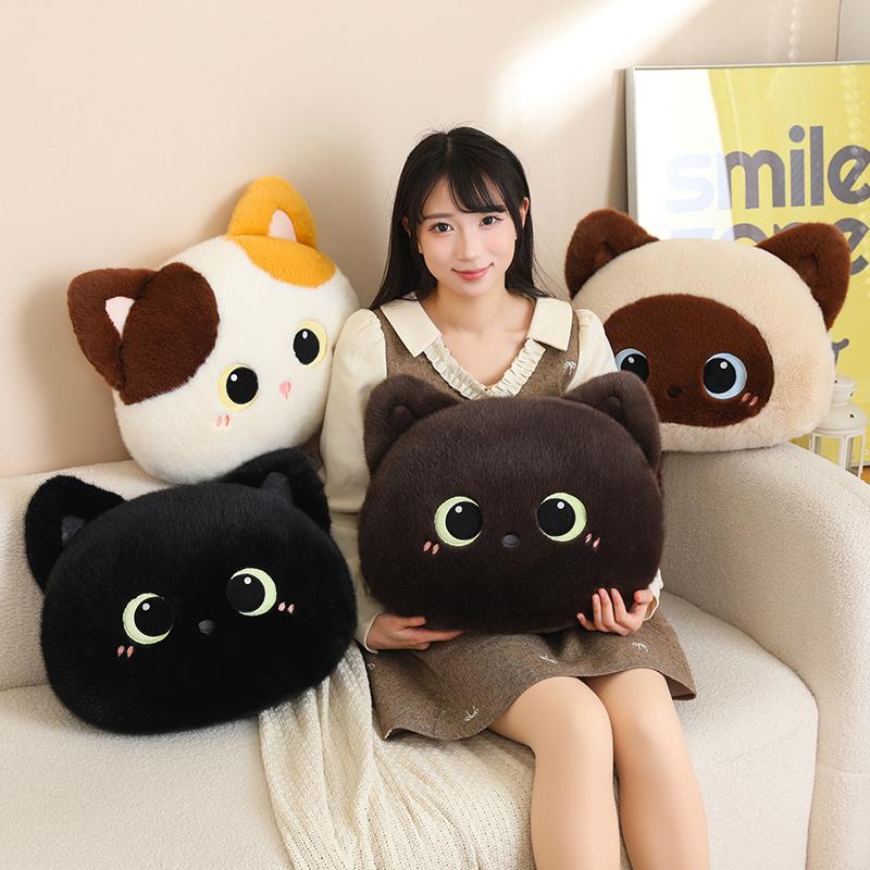 45cm Cute Cat Plush Pillow Stuffed Soft Calico Black Cat Throw Pillow Cushion Sofa Home Decoration Birthday Gift