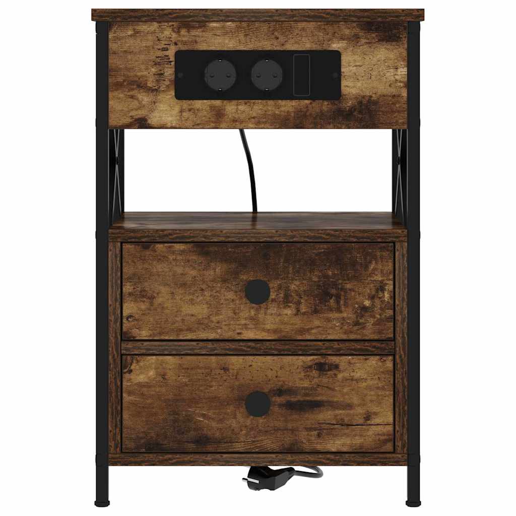 Nightstand Set (2 Pcs) Smoked Oak 40 X 31 X 60 Cm
