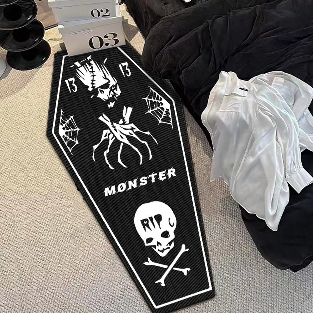 120cm Halloween Gothic Demon Carpets Skulls Cross Floor Non-Slip Punk Area Rugs