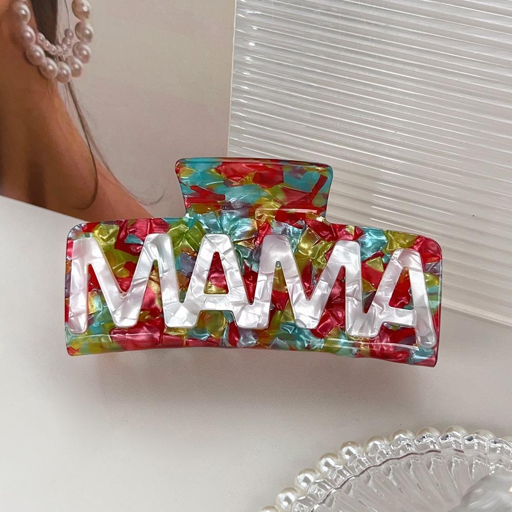 

Retro Acetic Acid Shark Clip Leopard Print Geometry Hair Claw Creative MAMA Hair Claw Lady/Girls Style2