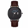 YOLAKO Brand Stylish Minimalist Mens Watch Leather Strap Watch British Style Calendar Simple Erkek Kol Saati Quartz Watch