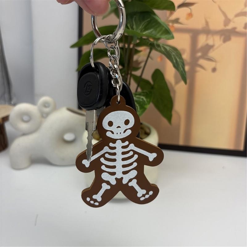 Practical Leather Keychain Feature Gothic Skeleton Charm For Year Round Style And Special Occasion Accessorizing