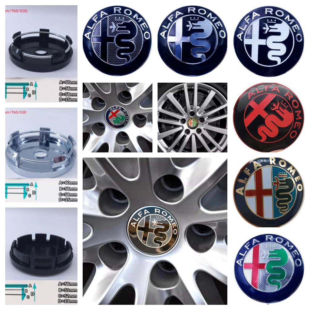 lctu5 10Pcs 56mm 60mm T60 030 Wheel Center Cap Badge Black Logo Hub Cover Rim Car Accessories for Alfa Romeo GTAM Mito 147 156 159 166