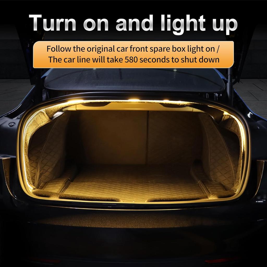 For Tesla Model 3 2024 LED Rear Trunk Cargo Light Interior Decoration Lights Accessories Waterproof DC 15V (Warm)