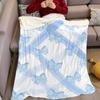 Blue Bows and Ribbons Flannel Blanket Warm Soft Halloween Christmas Couch Warm Cozy Decorative Decor Gift for All Season