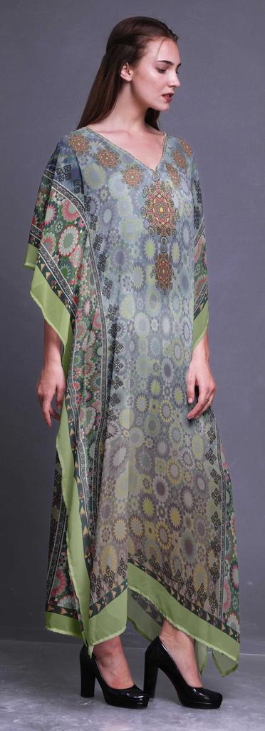 Phagun Damask & Mandala Ethnic Beach Kaftan Bikini Cover up Womena    s Maxi Dress Long