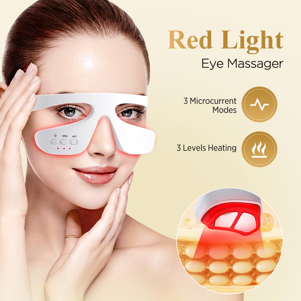 EMS Red Light Therapy Eye Massager Eyes Fatigue Relief Relaxation Relieve Dark Circles Hot Compress Eye Care Massage Wireless