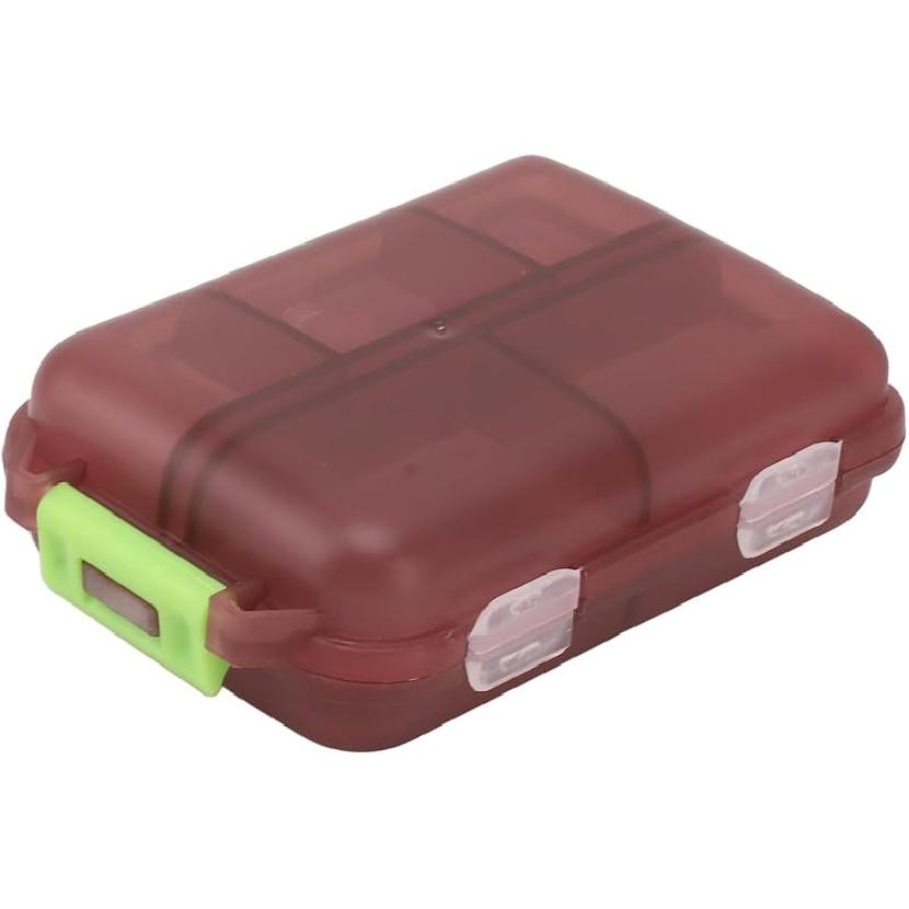 Small Pill Box, Box Case Plastic Waterproof 10 Compartments Buckle Lock Weekly Portable Container (Blue)