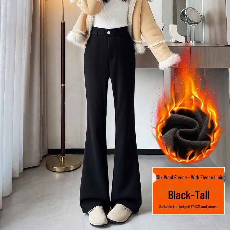 

Women s Plus Size Woolen Bell Bottom Pants – 2025 Autumn/Winter, Warm with Silk Velvet High-End Feel. L