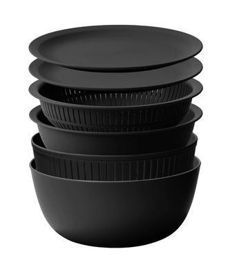 Like-it Colander Bowl,Microwave Safe,Colander&Bowl,Can Also Be Used for Scrubbing rice,Colander and Bowl,Black,6-piece setDrainer,Heat-resistant Bowl