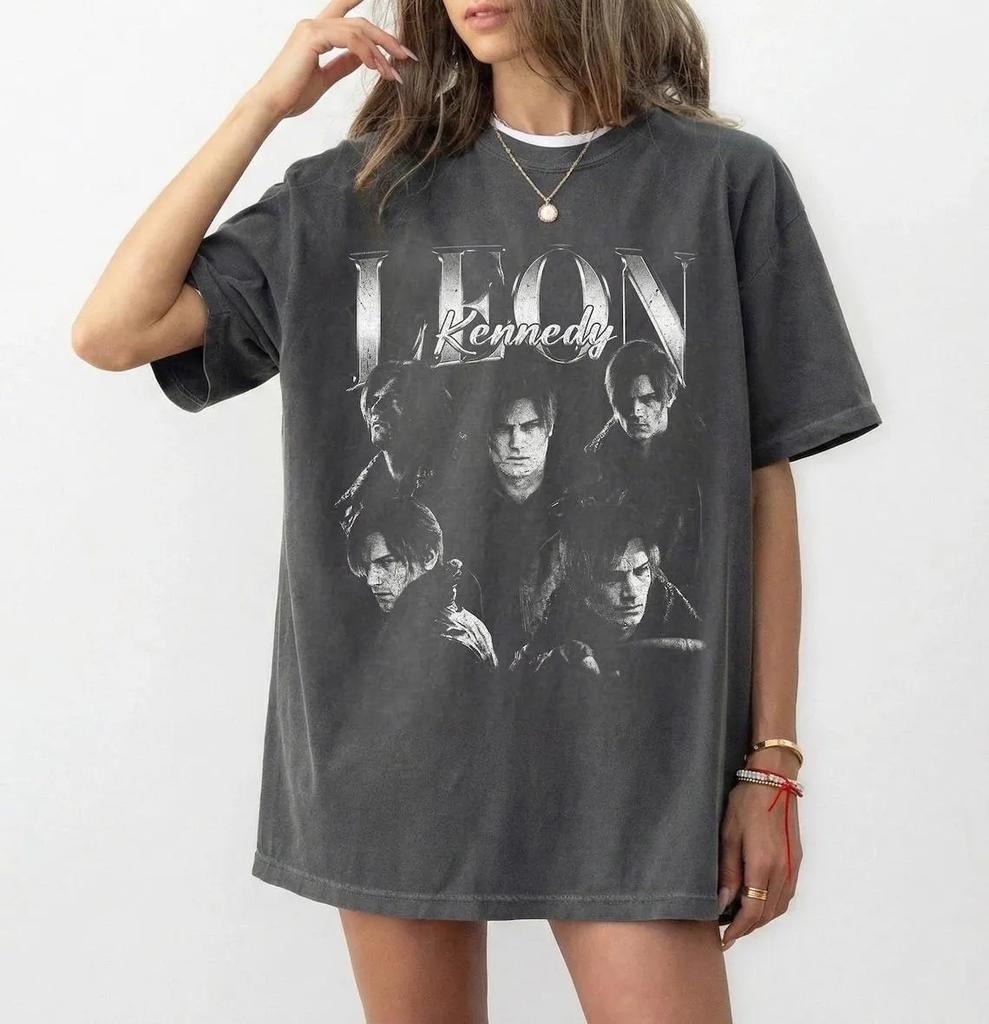 T-shirt Estiva Taglie Forti Donna Leon Kennedy Resident Evil 9 Cotone Traspirante Elegante Versatile Stile Streetwear Oversize