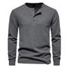 Men's Four-Button Waffle Knit Henley Long Sleeve T-Shirt