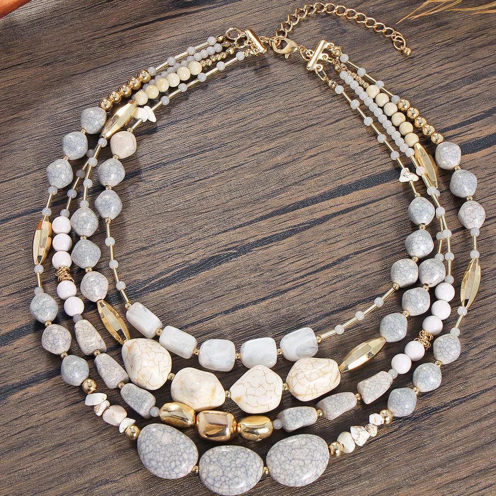Multi-layer Beaded Necklace, Acrylic Turquoise European and American Style Necklace, High-end Accessories