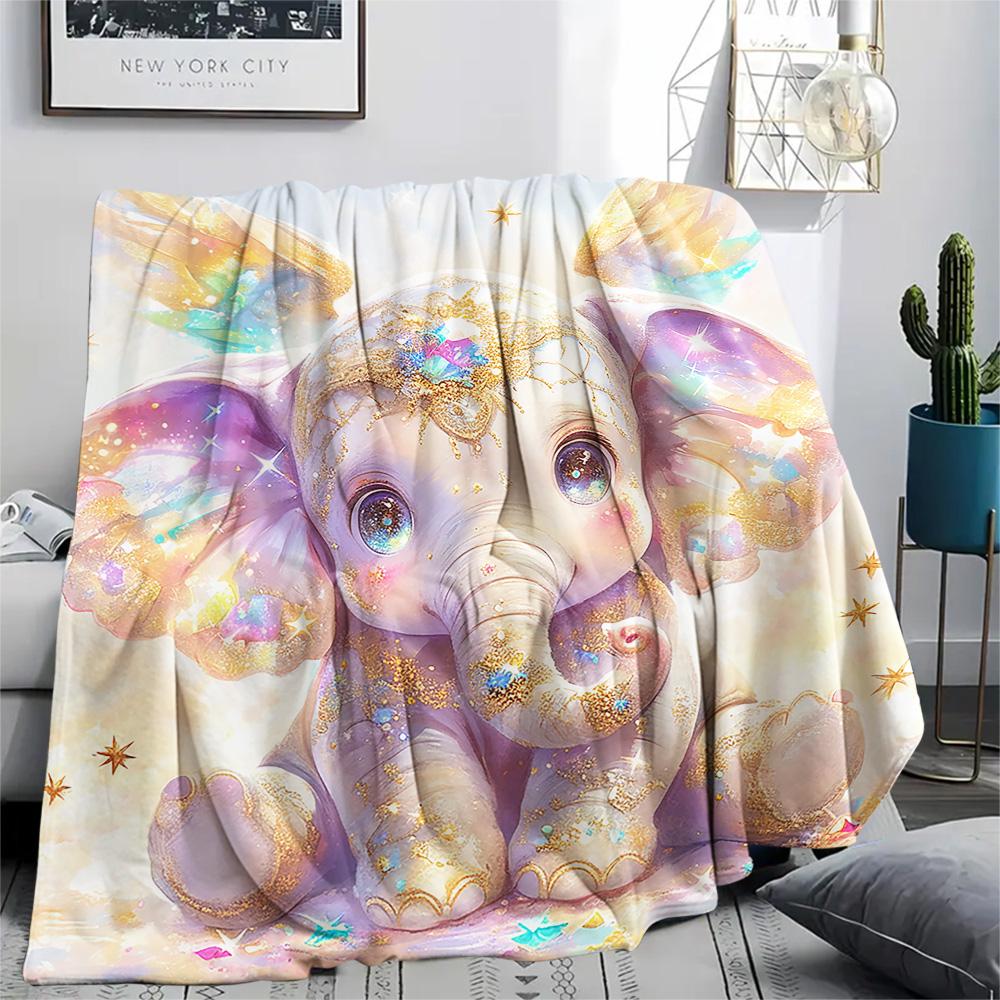Elephant Print Flannel Blanket, High Quality Comfortable for All Seasons, Home Decor, Warmth and Comfort, Perfect for Christmas Gifts