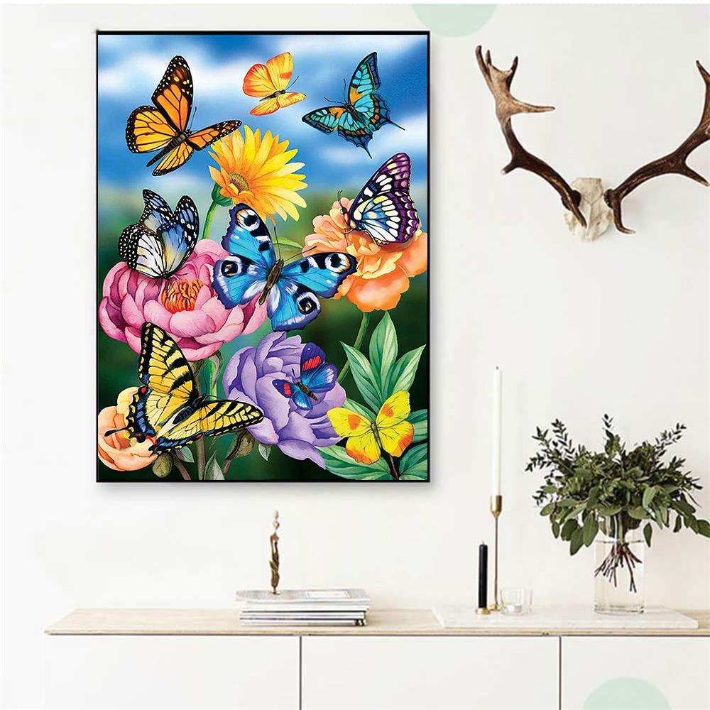 5D Diy Diamond Painting Colored Butterfly Cross Stitch Set Full Diamond Embroidery Mosaic Art Picture of Rhinestones Decor Gift