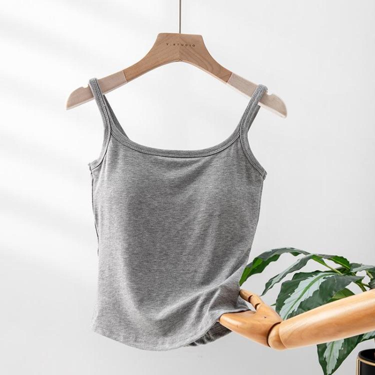 Women Suspender Vest Slimming Inner Top High Elasticity Chest Pads American Style Outer Wear