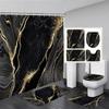 Abstract Pink Marble Shower Curtain Set Gold Textured Modern Geometric Ink Art Bathroom Decor Door Rug Bath Mat Toilet Lid Cover