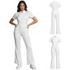 Women Medical Scrubs Jumpsuit Short Sleeve Stand Collar Press Button Side Zipper Elastic Waist Bodysuit with Pockets for Clinic Doctors