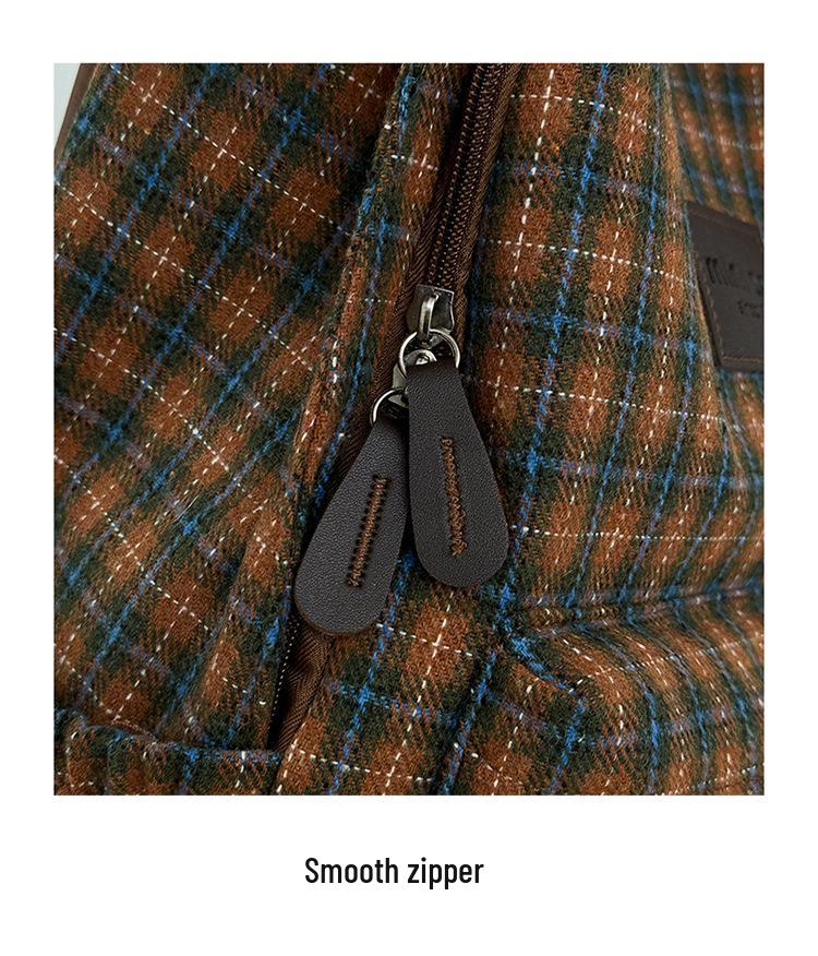 Mori Style Plaid Tweed Backpack: Versatile, Large-Capacity School Bag for Junior High Students