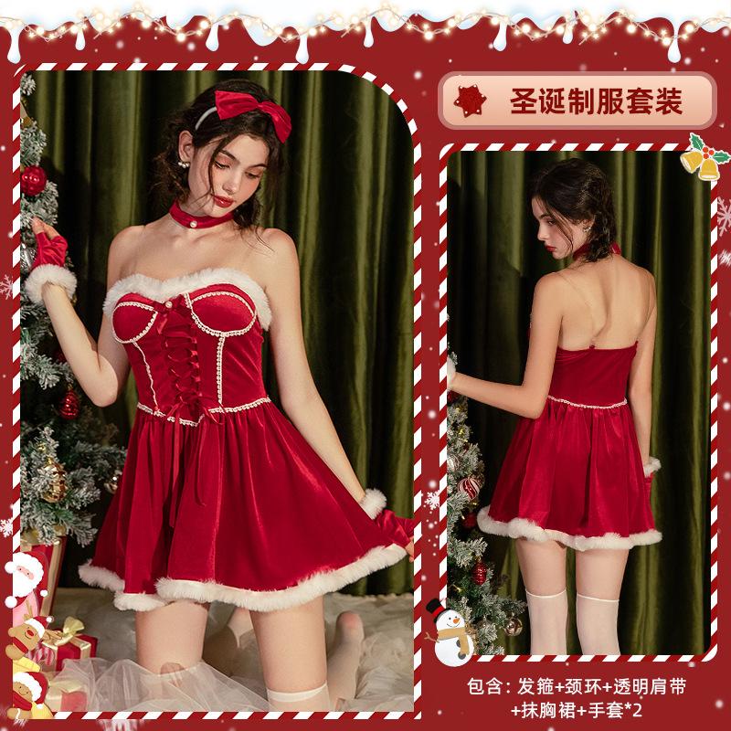 

Рождественская одежда с нагрудными подушечками, одежда для выступлений, рождественское платье, милое платье принцессы, костюм 41 One size