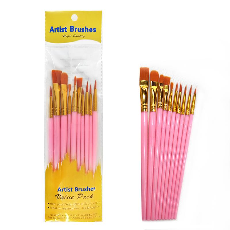 10Pcs Professional Artist Paint Brushes Set Multi-Functional Nylon Round Pointed Flat Tips Hook Line Paint Brush