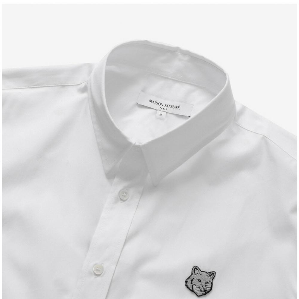 Maison Kitsune Mm00412wc5010 P100 Bold Fox Patch Poplin Mens Shirt