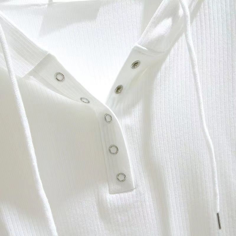 Hooded Short Sleeve T Shirts Women Streetwear Summer College Females Fashion Korean Arrival All Match Drawstring