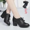 Spring 2025 Mid-Heeled Leather Bow Shoes for Women - Soft, Versatile, Comfortable High Heels
