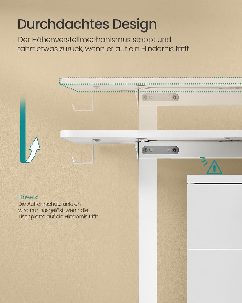 SONGMICS LSD138W01 Height-Adjustable Electric Desk 180 x 80 cm Fully Adjustable Memory Function with 4 Heights Cloud White