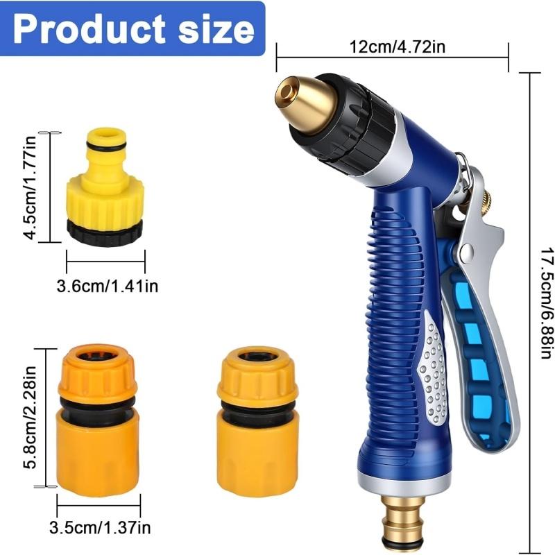 Garden Hose Spray Nozzl Heavy Duty Water Gun High Pressure Watering Attachment