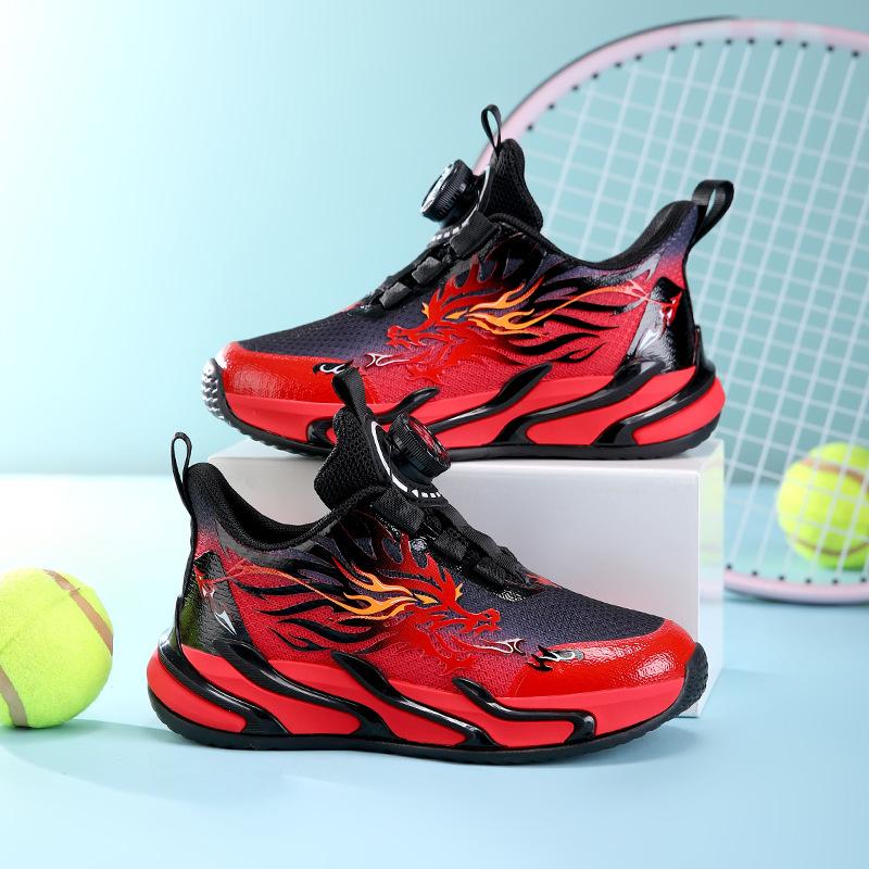 Children's sports shoes 2025 spring and autumn new mesh breathable non-slip lightweight rotating buckle casual boys running shoes tide