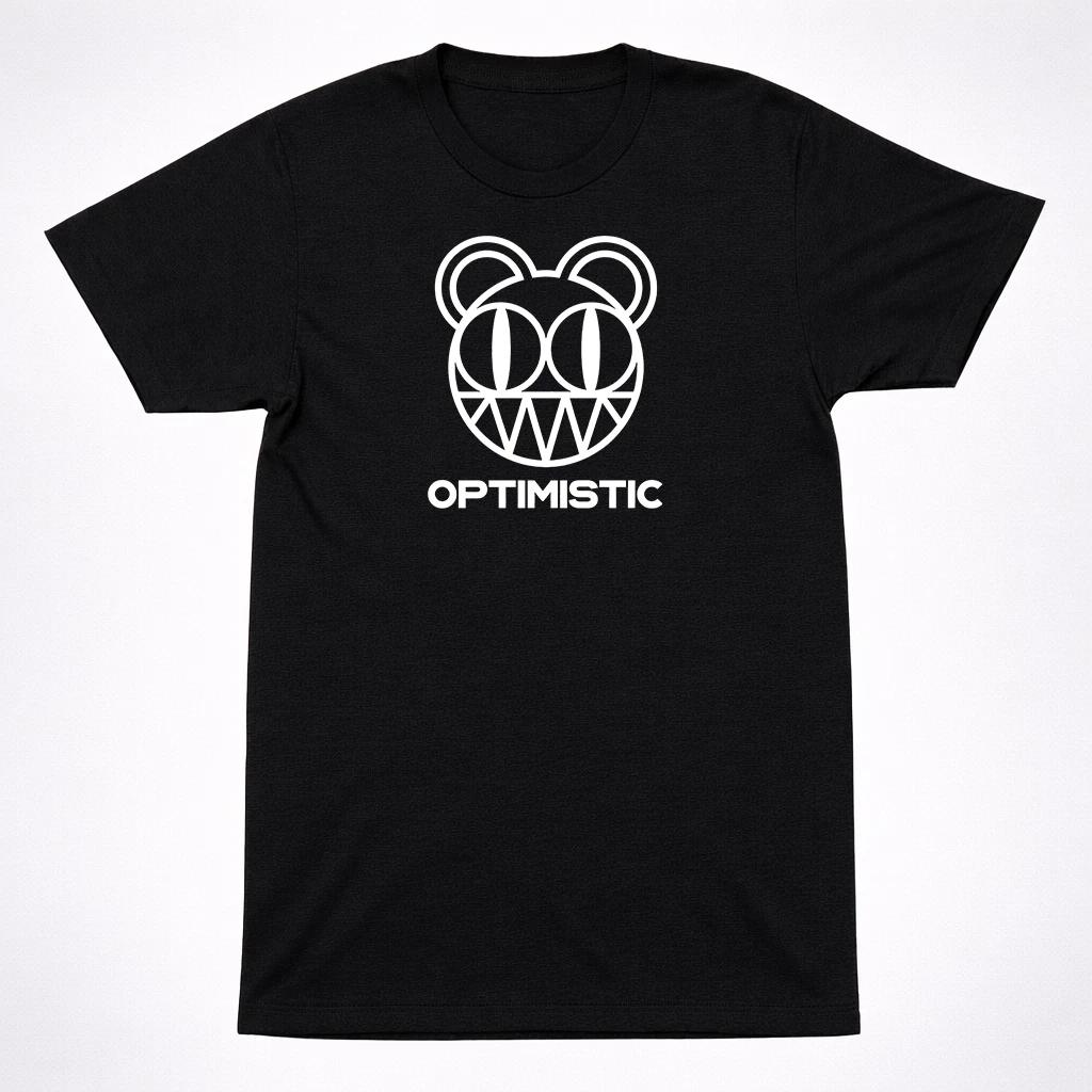 Radiohead Optimistic Amnesiac Bear Black T-Shirt Alternative Rock Band Tee 4XL