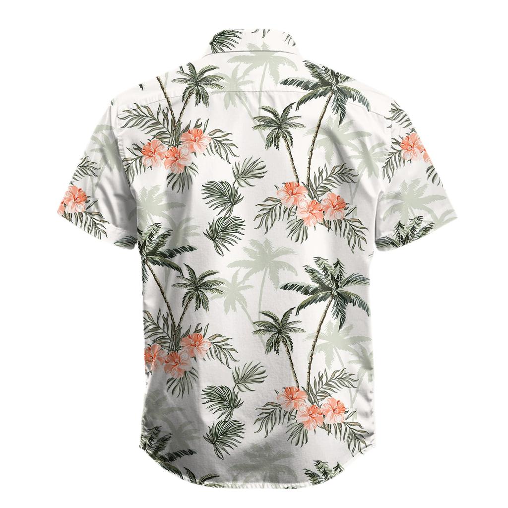 Men's Fashion Printed Satin Short Sleeve Shirt Top