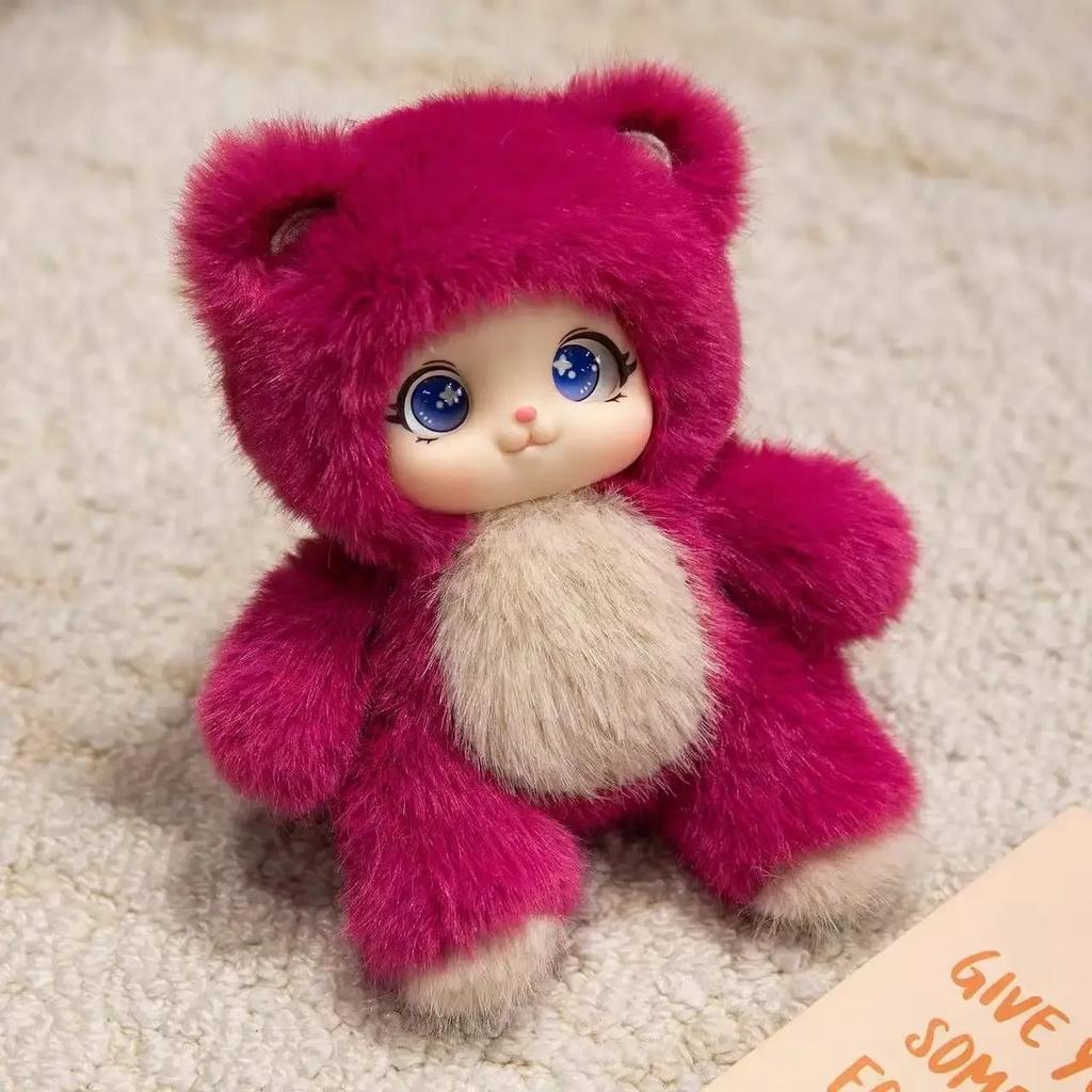 .18Cm Cute Family Cute Vinyl Doll Rose Red Bear Pendant Plush Yellow Sheep Bag Pendant Birthday Present For Girlfriend