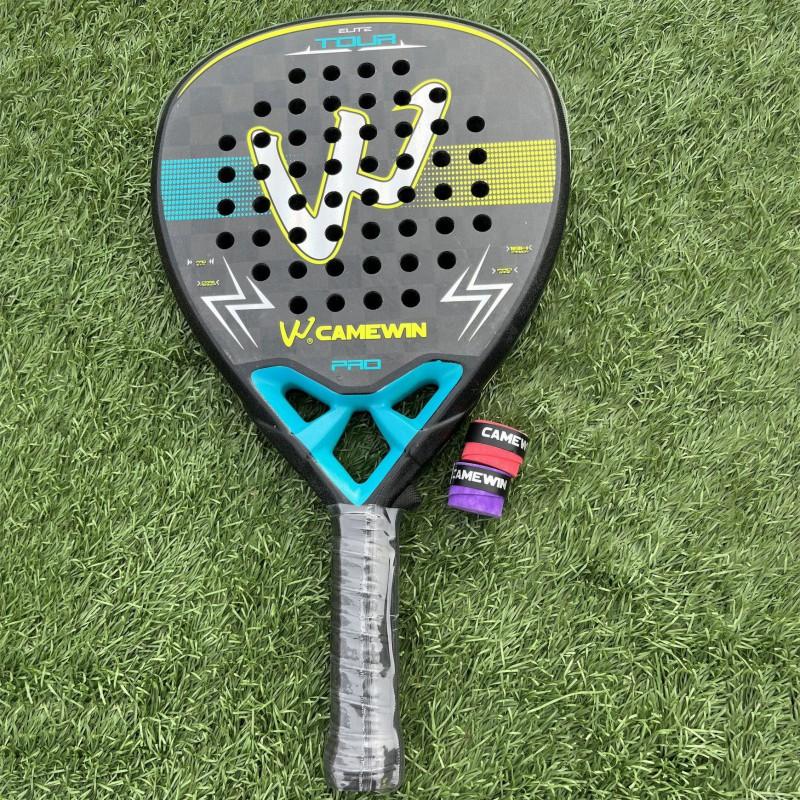 Carbon Fiber Beach Tennis Racket Adults Training Lightweight 95-100g Yellow Blue Triangle Design