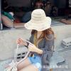 Celebrity Pastoral Wide Brim Hand Crocheted Foldable Straw Hat Travel Vacation Straw Woven Pot Hat Beach Hollow Hat Women's Summer