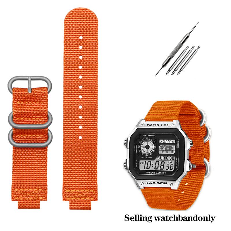 

Модифікований нейлоновий ремінець для годинника для Casio AE1200WH/1300/1000/1500 AE-1200 A158W A159 Водонепроникний спортивний ремінець для зап ястя для активного відпочинку 24*18 мм 24mm-18mm