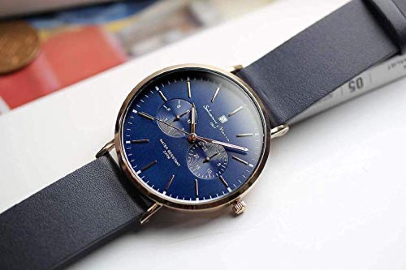 [Salvatore Marra] Quartz Watch with Calendar, Italian Brand, Unisex, SM15117L (Rose White Brown)