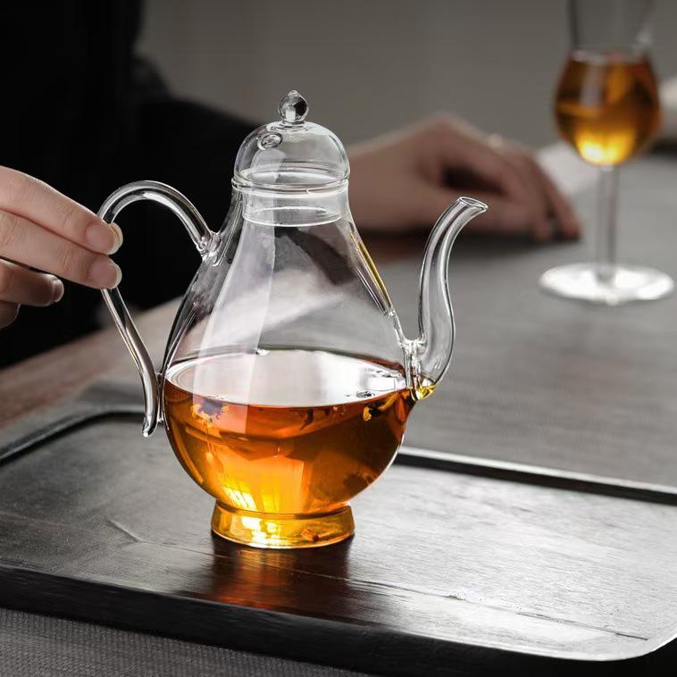 Xiao Qing Gan Glass Teapot: Song Dynasty-Inspired, High-Temperature-Resistant Guifei Pot for Green Tea Brewing.