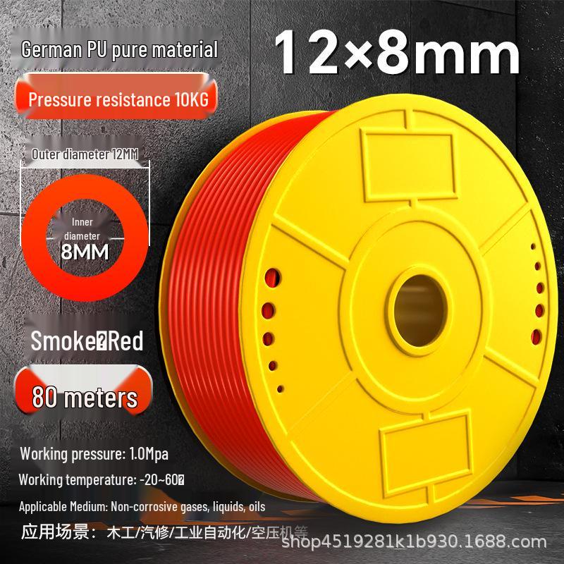 Zhuo Ji 8mm High-Pressure Transparent PU Air Hose for Air Compressors (Sizes: 4/6/10/12/14/16)