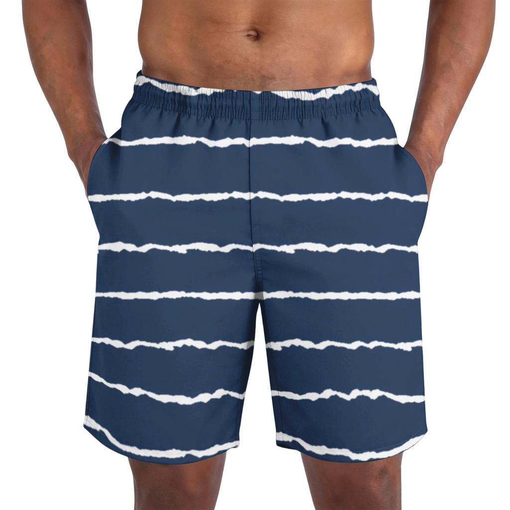 Herren Freizeit Trend gestreifte bedruckte kurze Hose - Leichte und atmungsaktive Herren Sportshorts