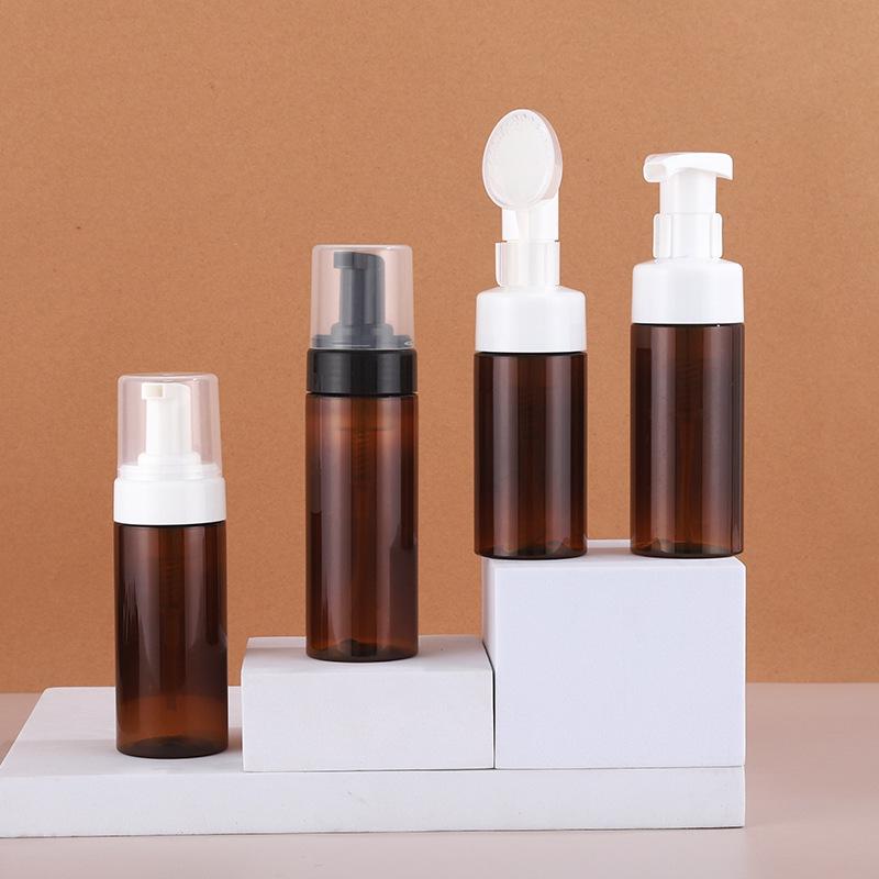 42mm Mouth Empty PET Foam Bottle Set: 150ml Cleansing Mousse, 200ml Foamer, 120ml, and 100ml Foam Bottles.
