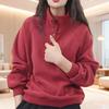 Damen Fleece Sweatshirts Langarm Knopfleiste Pullover Oberteil Lässig Stehkragen Warm Outfits für Herbst Winter