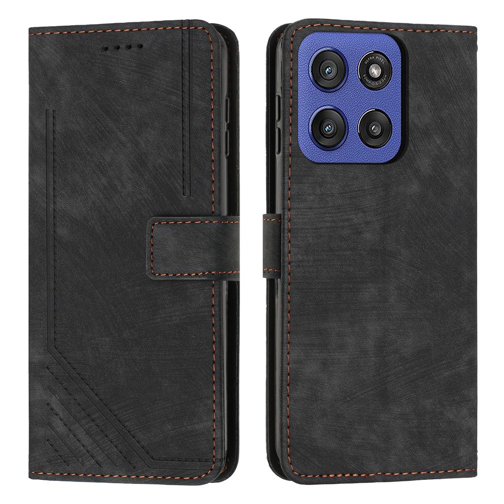 Brieftasche für Motorola Edge 60 5G/60 Fusion 5G/Edge (2025) 5G Geprägte Linien Leder Handyhülle mit Ständer