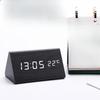 Wooden Clock Thermometer Electronic Clock Creative Wooden Student Alarm Clock Triangle Digital Clock