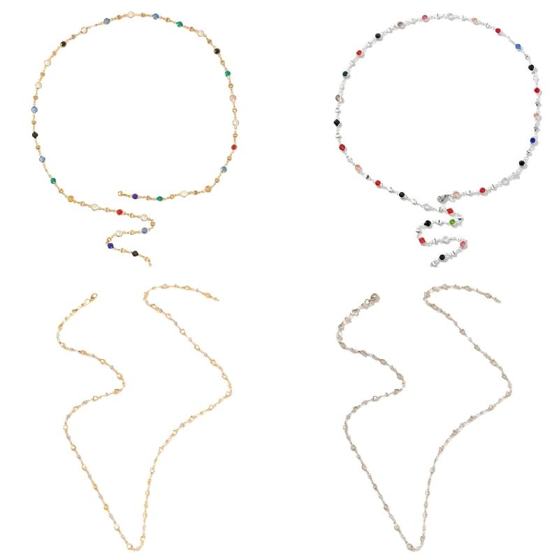 Colorful Crystal Necklace Rhinestones Long Y-Shaped Neckchain Bohemian Clavicle Chain Fashion Accessory for Women