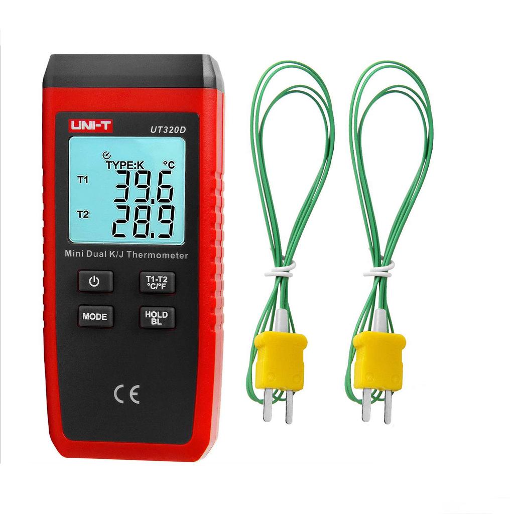 UNI-T Thermocouple Thermometer K/J Type, High-Precision Temperature Sensor, -50-1300℃, Dual Channel, Digital Thermocouple Sensor, Industrial, Numerica
