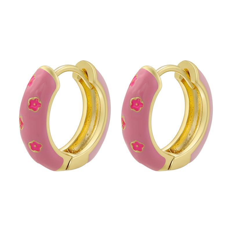 ZHUKOU Enamel Hoop Earrings for women flowers Gold Oil dripping women small hoop earrings Jewelry VE961